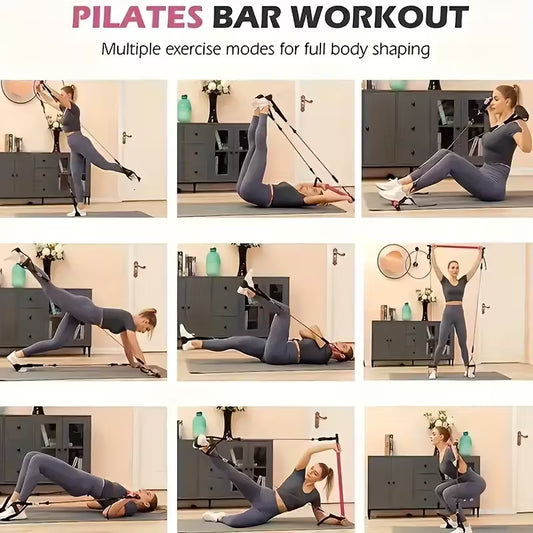 15PCS Pilates Bar Set with 6 Resistance Bands (81.65kg)