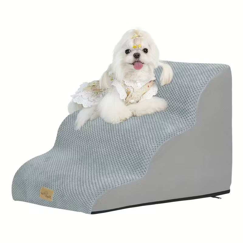 1pc 3-Step Dog Stair Ramp Slope Dog Step Stable Thick Foam Stair For High Bed Sofa Couch Place Removable Cover