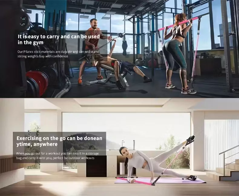 15PCS Pilates Bar Set with 6 Resistance Bands (81.65kg)