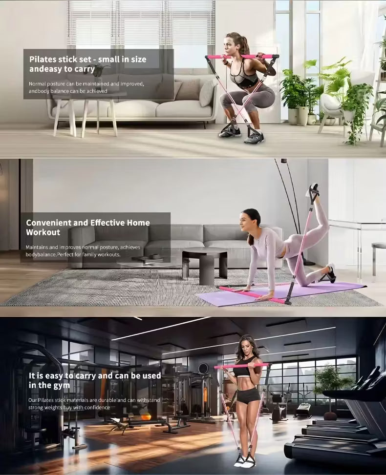 15PCS Pilates Bar Set with 6 Resistance Bands (81.65kg)