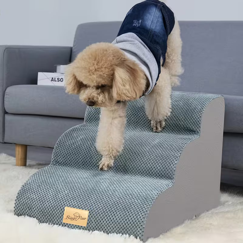 1pc 3-Step Dog Stair Ramp Slope Dog Step Stable Thick Foam Stair For High Bed Sofa Couch Place Removable Cover