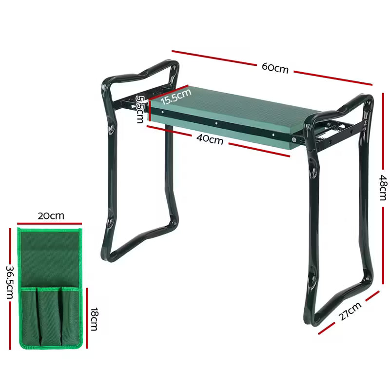 Heavy-Duty Folding Garden Kneeling Stool w/ Ergonomic EVA Cushion & Tool Bag
