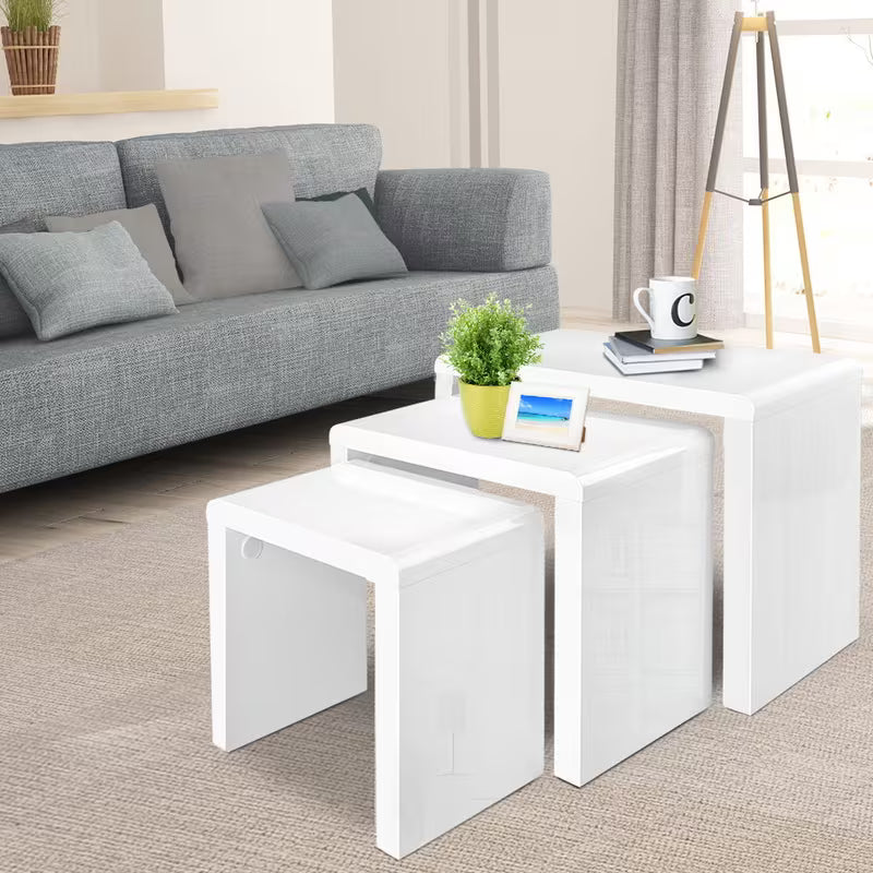 3-Piece White Modern Coffee Table Set