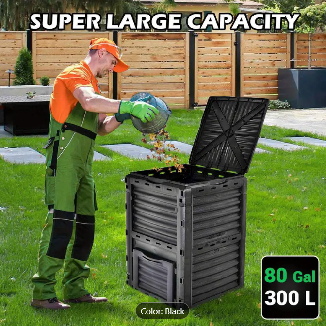 300L Outdoor Compost Bin BPA-free Recycle Composter Food Waste Kitchen Garden Box
