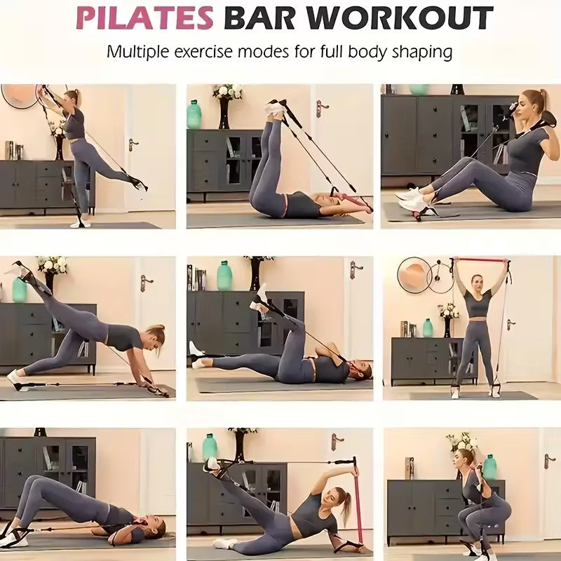 15PCS Pilates Bar Set with 6 Resistance Bands (81.65kg)