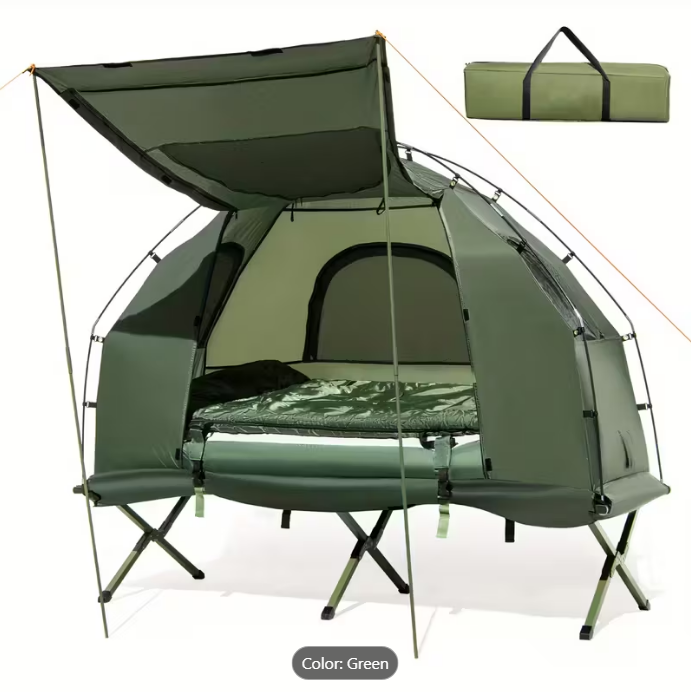COSTWAY 5-in-1 Camping Tent Stretcher Single Portable Pop-up Tent Cot w/Air Mattress Sleeping Bag 194cm