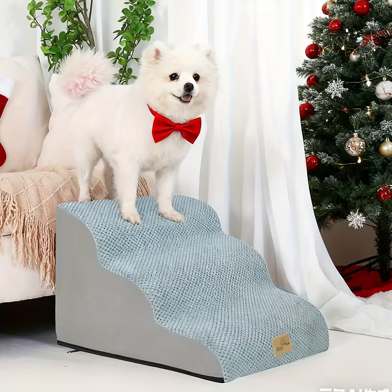 1pc 3-Step Dog Stair Ramp Slope Dog Step Stable Thick Foam Stair For High Bed Sofa Couch Place Removable Cover
