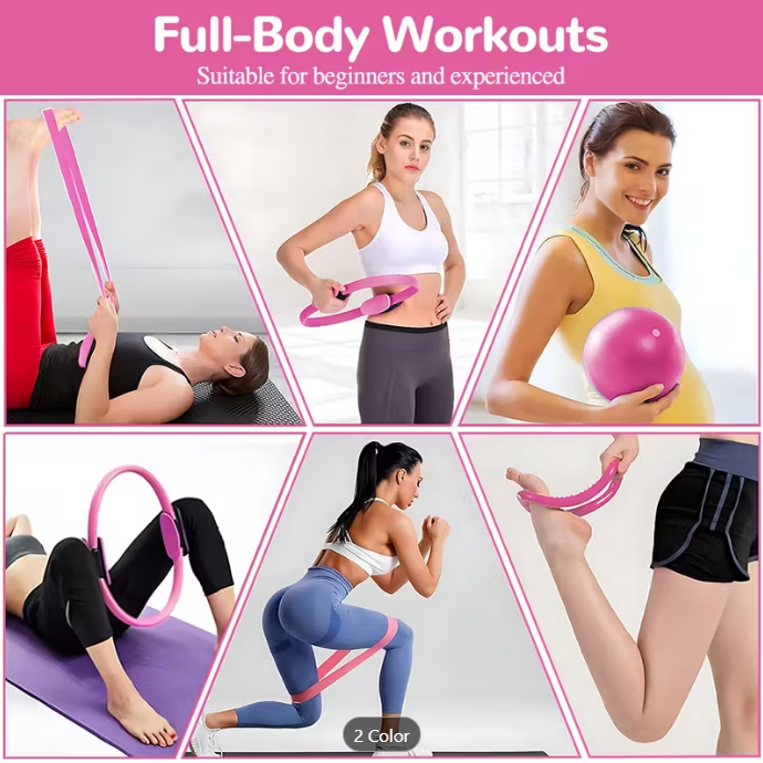 13PCS Pilates & Yoga Equipment Set – Core Strength & Flexibility Training Kit (Purple/Pink)