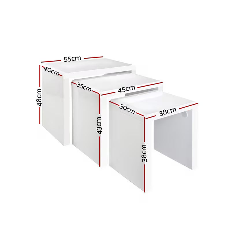 3-Piece White Modern Coffee Table Set