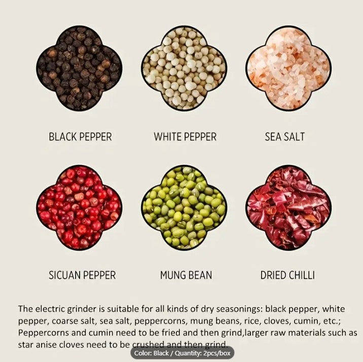 2pcs USB Rechargeable Salt And Pepper Grinder Set