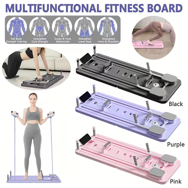 9-in-1 Foldable Pilates Board with Resistance Band & Mat - Yoga, Gym & Fitness