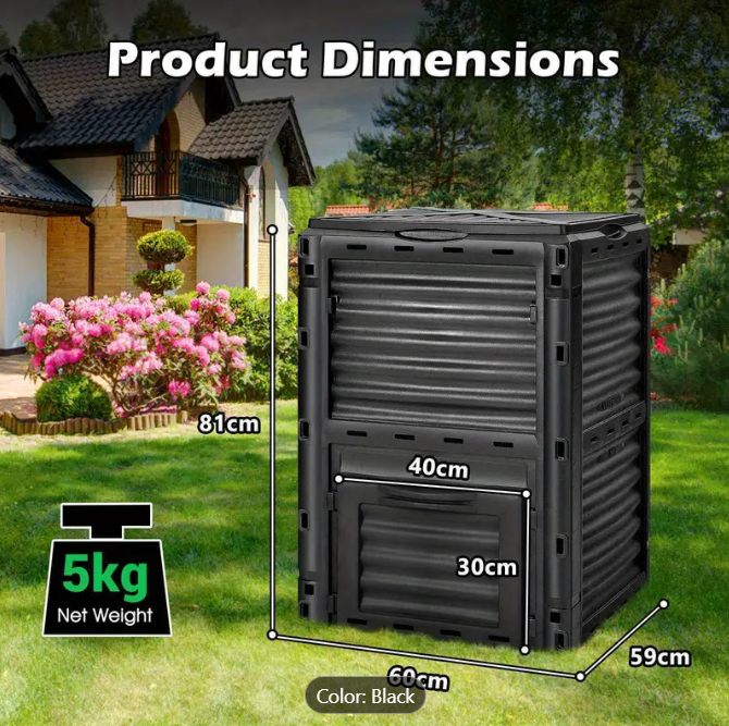 300L Outdoor Compost Bin BPA-free Recycle Composter Food Waste Kitchen Garden Box