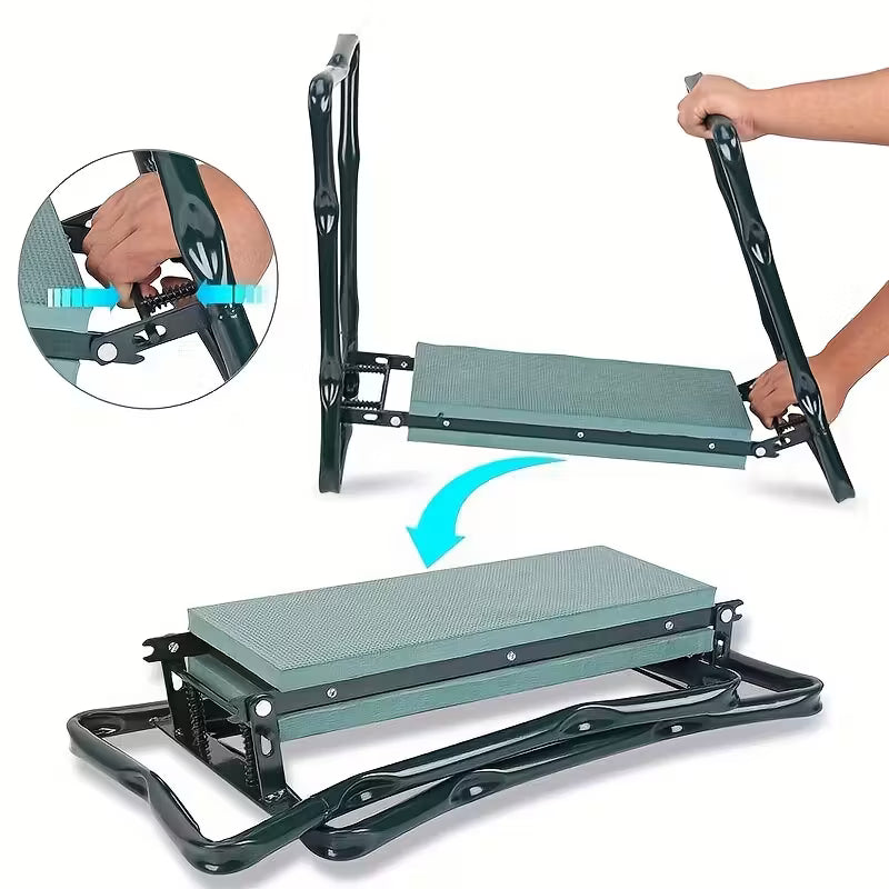 Heavy-Duty Folding Garden Kneeling Stool w/ Ergonomic EVA Cushion & Tool Bag