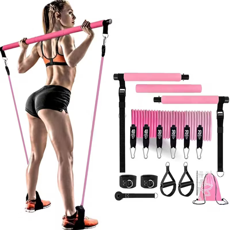 15PCS Pilates Bar Set with 6 Resistance Bands (81.65kg)