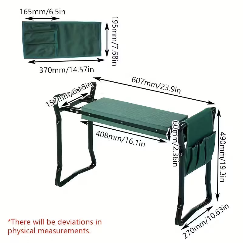 Heavy-Duty Folding Garden Kneeling Stool w/ Ergonomic EVA Cushion & Tool Bag