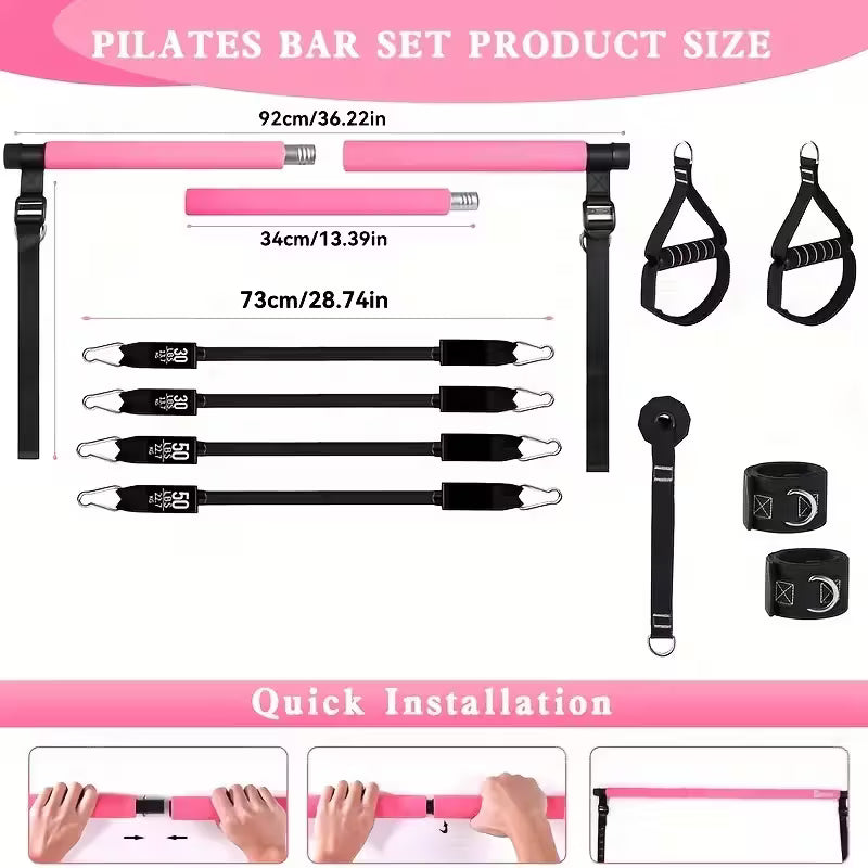 15PCS Pilates Bar Set with 6 Resistance Bands (81.65kg)