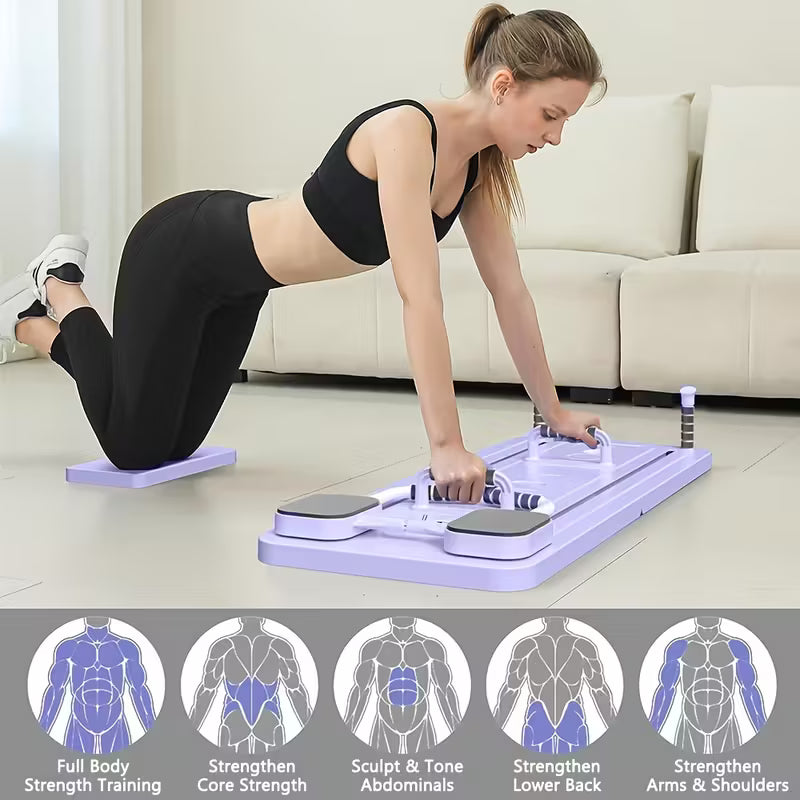 9-in-1 Foldable Pilates Board with Resistance Band & Mat - Yoga, Gym & Fitness