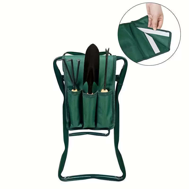 Heavy-Duty Folding Garden Kneeling Stool w/ Ergonomic EVA Cushion & Tool Bag