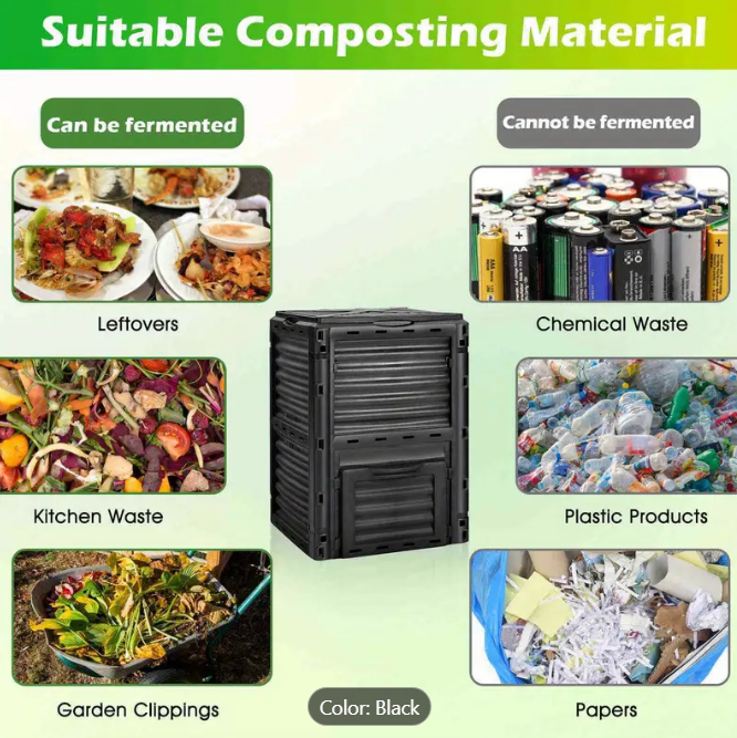 300L Outdoor Compost Bin BPA-free Recycle Composter Food Waste Kitchen Garden Box