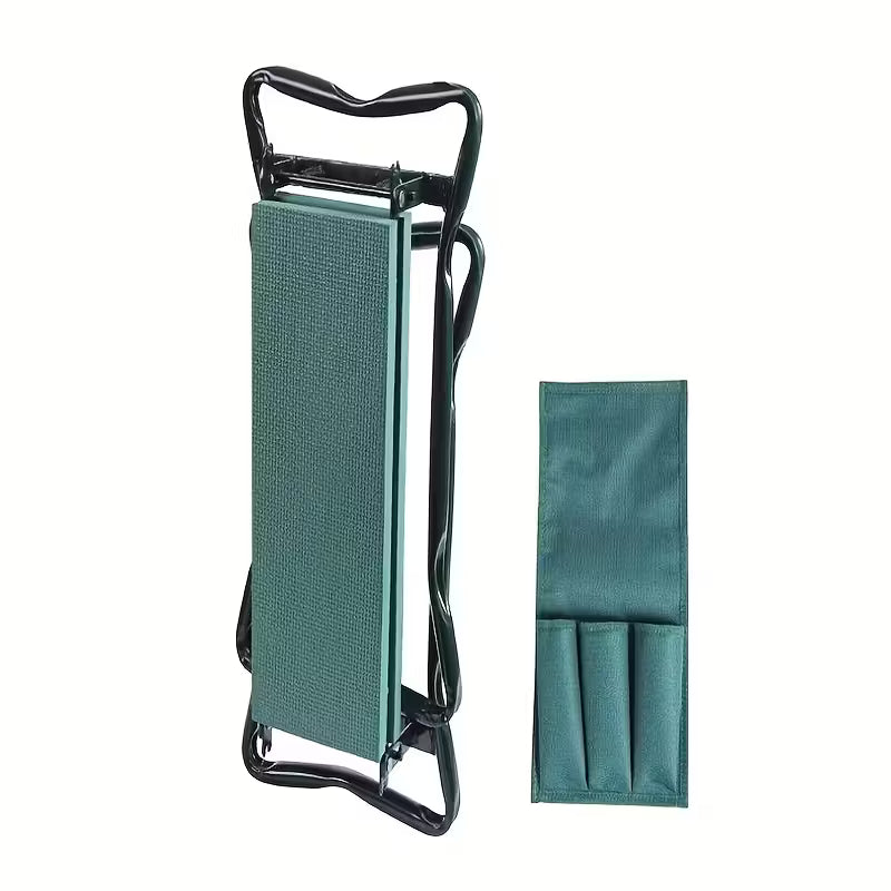 Heavy-Duty Folding Garden Kneeling Stool w/ Ergonomic EVA Cushion & Tool Bag