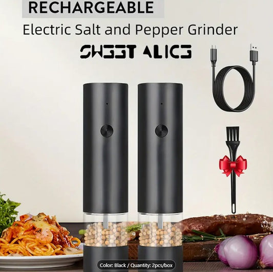 2pcs USB Rechargeable Salt And Pepper Grinder Set